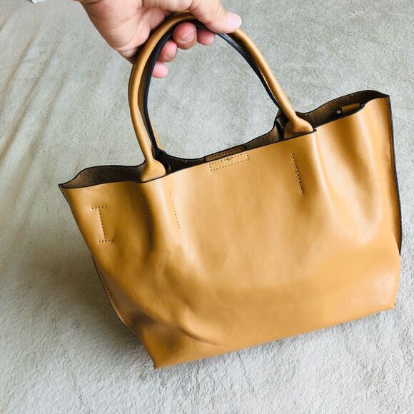 Co-Lab Cognac Vegan Leather Small Tote Bag - Picture 5 of 16